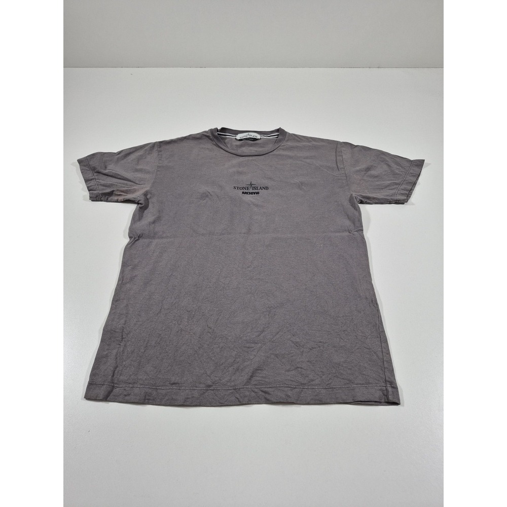 Stone Island Shirt Mens Medium Gray Archivio Front Back Graphic Tee Tunisia FLAW
